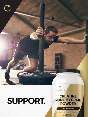 Carlyle Creatine Monohydrate Powder 5000mg | 200 Servings | Unflavored | 2.2lbs | Micronized Creatine Supplement | Vegan, Non-GMO, Gluten Free in Saudi Arabia