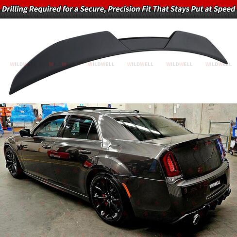 WildWell Rear Trunk Spoiler for 2011-2023 Chrysler 300 300C 300S Touring Limited, Rear Spoiler Highkick Duckbill Style Wing ABS Material Carbon Fiber Painted in Kuwait