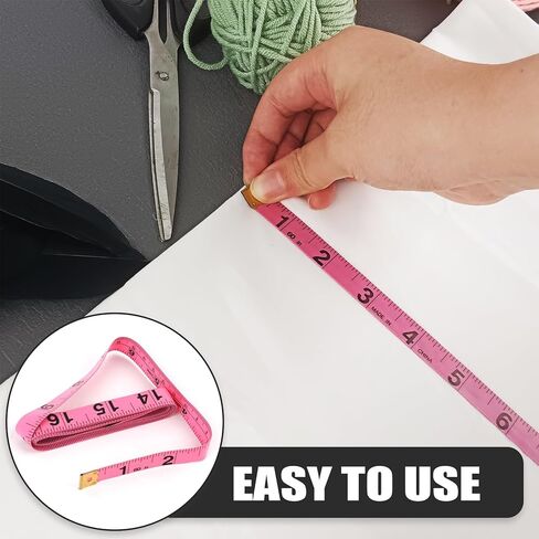 GDMINLO 2 حزمة شريط قياس قابل للسحب شريط قياس لنسيج الجسم خياطة خياط قياسات فقدان الوزن 60 بوصة وردي ناعم وقابل للسحب وردي مزدوج الجوانب شريط قياس قياس الجسم in Kuwait