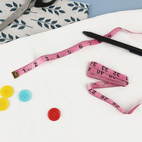 GDMINLO 2 حزمة شريط قياس قابل للسحب شريط قياس لنسيج الجسم خياطة خياط قياسات فقدان الوزن 60 بوصة وردي ناعم وقابل للسحب وردي مزدوج الجوانب شريط قياس قياس الجسم in Kuwait