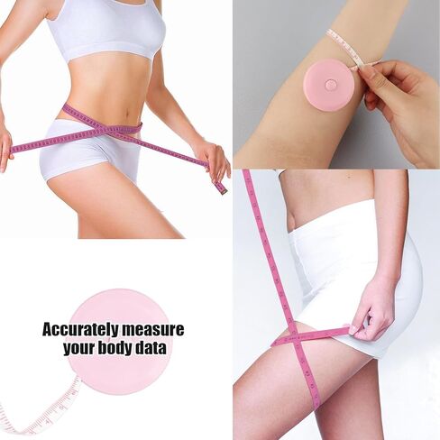 GDMINLO 2 حزمة شريط قياس قابل للسحب شريط قياس لنسيج الجسم خياطة خياط قياسات فقدان الوزن 60 بوصة وردي ناعم وقابل للسحب وردي مزدوج الجوانب شريط قياس قياس الجسم in Kuwait