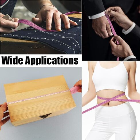 GDMINLO 2 حزمة شريط قياس قابل للسحب شريط قياس لنسيج الجسم خياطة خياط قياسات فقدان الوزن 60 بوصة وردي ناعم وقابل للسحب وردي مزدوج الجوانب شريط قياس قياس الجسم in Kuwait