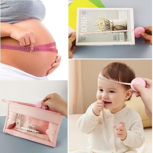 GDMINLO 2 حزمة شريط قياس قابل للسحب شريط قياس لنسيج الجسم خياطة خياط قياسات فقدان الوزن 60 بوصة وردي ناعم وقابل للسحب وردي مزدوج الجوانب شريط قياس قياس الجسم in Kuwait