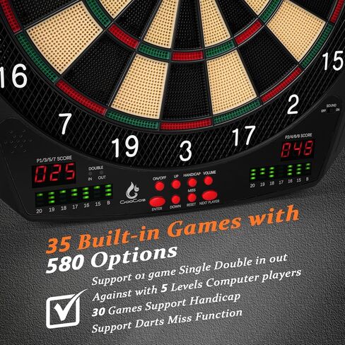 Electronic Dart Board, 35 Games and 580 Variants Electric Soft Tip Dartboard Set, Digital Dartboards for Adults with 6 Darts, 100 Soft Tips in Saudi Arabia