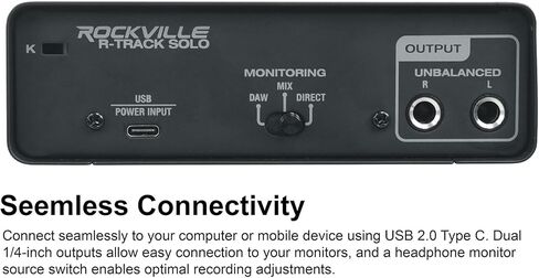 Rockville Bundle: Rockville R-TRACK SOLO Recording USB-C Audio Interface, RCM03 Pro Condenser Microphone, PRO-M50 Studio Headphones (3 Items) in Saudi Arabia