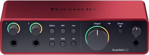 Focusrite AMS-SCARLETT-2I2-STU Scarlett 2i2 Studio 4th Gen Audio Interface Bundle with Mic, Headphones + XLR Male to XLR Female Cable + Universal Pop Filter Wind Screen + Microphone Stand with Boom in Kuwait