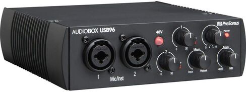Presonus AudioBox 96 Audio USB 2.0 واجهة تسجيل ومجموعة برامج Studio One Artist مع حامل ميكروفون مكثف وكابل XLR (أسود) in Saudi Arabia