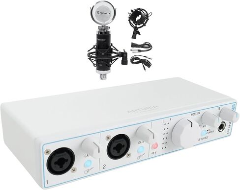 حزمة Arturia MiniFuse 2 OTG: واجهة تسجيل متنقلة USB-C مزدوجة 2 بوصة/2 مخرج، ميكروفون مكثف RCM03 Pro Studio مع حامل صدمات معدني، عنصرين in Saudi Arabia