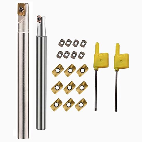 300R Square Shoulder Indexable End Mil APMT1135 Miilling Insert+3/8in Shank Boring bar with LNMU02 Brown in Kuwait