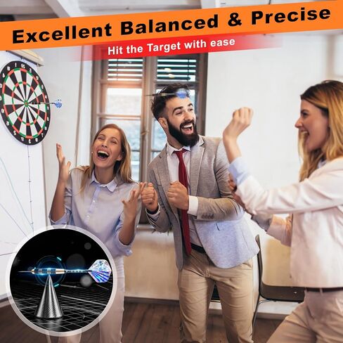 CHERAINTI Darts Metal Tip Set, Professional Steel Tip Darts, 20g 24g Pro Metal Tipped Dart Set for Dartboard with Brass Barrels, Aluminum Shafts, Extra Flights, Sharpener Tool Kit, and Carrying Case in Kuwait