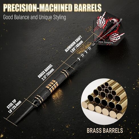 مجموعة سهام احترافية مكونة من 6 قطع بأطراف فولاذية - مجموعة رؤوس معدنية بوزن 22 جرامًا - سهام نحاسية مع 12 عمودًا من الألومنيوم، و12 رحلة رمي السهام، وأداة رمي السهام، ومبراة رمي السهام للمبتدئين وحتى المحترفين in Kuwait