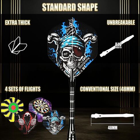 مجموعة سهام احترافية مكونة من 6 قطع بأطراف فولاذية - مجموعة رؤوس معدنية بوزن 22 جرامًا - سهام نحاسية مع 12 عمودًا من الألومنيوم، و12 رحلة رمي السهام، وأداة رمي السهام، ومبراة رمي السهام للمبتدئين وحتى المحترفين in Kuwait