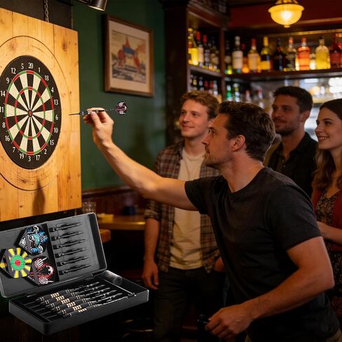 مجموعة سهام احترافية مكونة من 6 قطع بأطراف فولاذية - مجموعة رؤوس معدنية بوزن 22 جرامًا - سهام نحاسية مع 12 عمودًا من الألومنيوم، و12 رحلة رمي السهام، وأداة رمي السهام، ومبراة رمي السهام للمبتدئين وحتى المحترفين in Kuwait