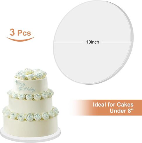 10 Inch Cake Board - 3 Pack Cake Drum Round, Cake Circles Rounds Base Food-Grade Cardboard Cake Plate for Displaying Cakes, Bread, Desserts (White) in Kuwait