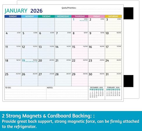 2025-2026 Magnetic Calendar for Refrigerator - 2 Year Calendar from Jan 2025 - Dec 2026, 8 x 10 In, 24 Monthly Magnetic Fridge Calendar with Strong Magnets, Thick Paper, Ample Space for Easy Planning in Kuwait