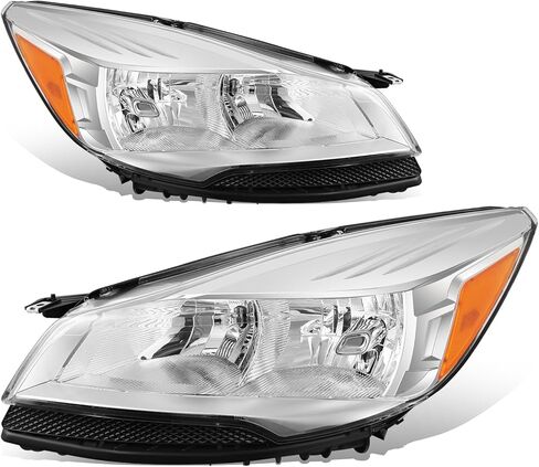 Auto Dynasty المصابيح الأمامية مجموعة متوافقة مع 2013 2014 2015 2016 Ford Escape 3rd Gen ، Pactory على نمط المصابيح الأمامية ، جانب السائق والركاب ، Chrome Housing Corner in Saudi Arabia