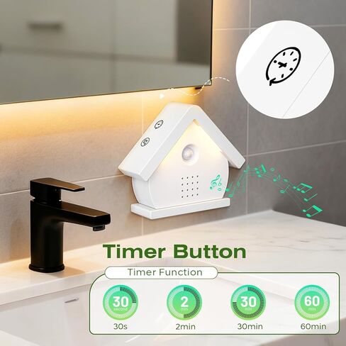 صندوق غناء الطيور الأصلي، صندوق صوت طبيعي مع مستشعر حركة، مصابيح LED، مؤقت، 12 أغنية مهدئة، صندوق زقزقة الطيور المحمول، علاج صوتي بالضوضاء البيضاء للحمام، المنزل، استرخاء البالغين (0-90 ديسيبل) in Kuwait