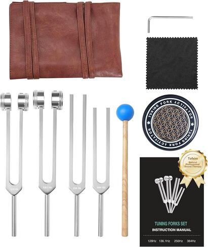 ضبط الشوك لمجموعة الشفاء، 128 هرتز، 136 هرتز، 256 هرتز، 384 هرتز ومنشط لشفاء شقرا مجموعة العلاج بالصوت، سبائك الألومنيوم المنشط الشوكة الرنانة الحسية للشفاء in Kuwait