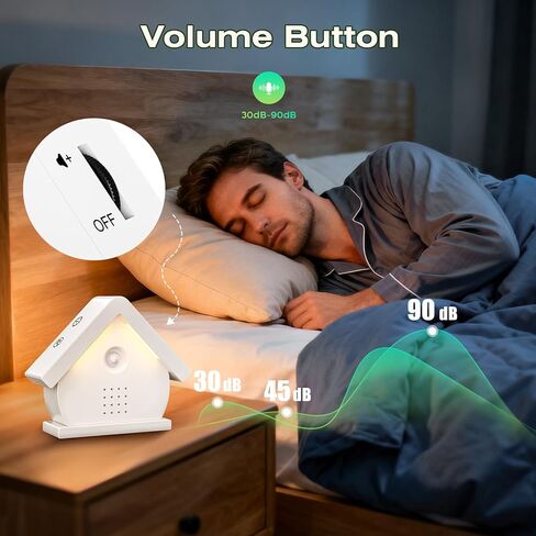 صندوق غناء الطيور الأصلي، صندوق صوت طبيعي مع مستشعر حركة، مصابيح LED، مؤقت، 12 أغنية مهدئة، صندوق زقزقة الطيور المحمول، علاج صوتي بالضوضاء البيضاء للحمام، المنزل، استرخاء البالغين (0-90 ديسيبل) in Kuwait