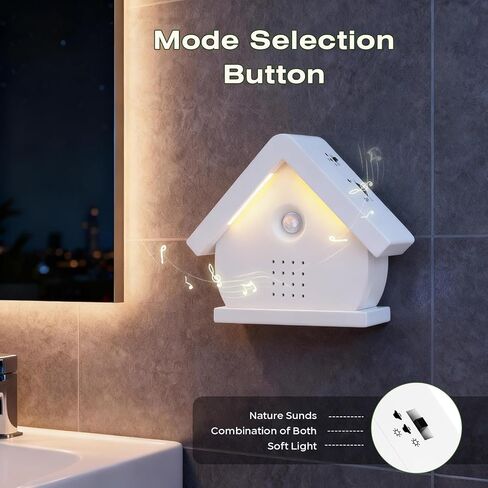 صندوق غناء الطيور الأصلي، صندوق صوت طبيعي مع مستشعر حركة، مصابيح LED، مؤقت، 12 أغنية مهدئة، صندوق زقزقة الطيور المحمول، علاج صوتي بالضوضاء البيضاء للحمام، المنزل، استرخاء البالغين (0-90 ديسيبل) in Kuwait