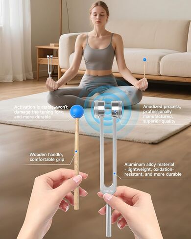 ضبط الشوك لمجموعة الشفاء، 128 هرتز، 136 هرتز، 256 هرتز، 384 هرتز ومنشط لشفاء شقرا مجموعة العلاج بالصوت، سبائك الألومنيوم المنشط الشوكة الرنانة الحسية للشفاء in Kuwait