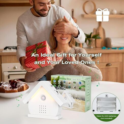 صندوق غناء الطيور الأصلي، صندوق صوت طبيعي مع مستشعر حركة، مصابيح LED، مؤقت، 12 أغنية مهدئة، صندوق زقزقة الطيور المحمول، علاج صوتي بالضوضاء البيضاء للحمام، المنزل، استرخاء البالغين (0-90 ديسيبل) in Kuwait