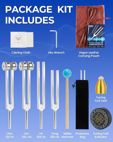 Tuning Forks for Healing Set – (128Hz 136.1Hz 256Hz 384Hz) Medical-Grade Weighted & Unweighted Tuning Forks Set with Vegan Leather Pouch &Activator, for Chakra/Sound Therapy/Yoga/Meditation in Saudi Arabia