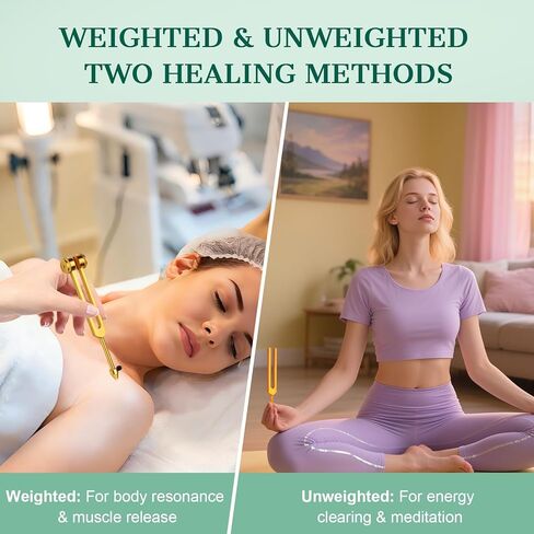 Tuning Forks for Healing Set: 4-Color Tuning Forks (136.1Hz,128Hz,256Hz,384Hz), Weighted & Unweighted Sound Healing Instruments,10 Accessories, for Stress Relief, Sleep & Chakra Balance in Saudi Arabia
