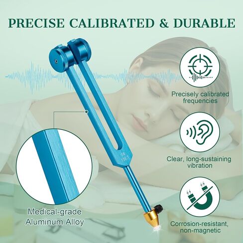 Tuning Forks for Healing Set: 4-Color Tuning Forks (136.1Hz,128Hz,256Hz,384Hz), Weighted & Unweighted Sound Healing Instruments,10 Accessories, for Stress Relief, Sleep & Chakra Balance in Saudi Arabia