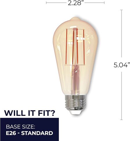 لمبة إضاءة LED 7 وات من Bulbrite، لمسة نهائية عتيقة حنين، ST18، قاعدة E26 القياسية، 2100 كلفن، ضوء كهرماني، CRI 80، 650 لومن in Kuwait