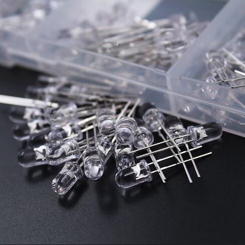 DiCUNO 200pcs 5mm Light Emitting Diodes, Round Clear LED Assorted Kit 10 Colors, White/Red/Yellow/Green/Blue/Pink/Orange/Warm White/UV/Chartreuse, 10 Colors x 20pcs Diodes in Saudi Arabia
