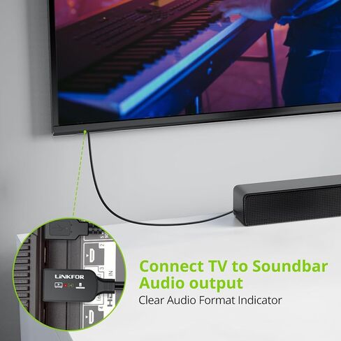 LiNKFOR eARC/ARC to Optical Audio Extractor Cable (1.5M/5ft), All-in-One HDMI ARC to TOSLINK Adapter, Supports 192KHz/24bit, DTS 5.1, Dolby Digital, Plug and Play for TV to Soundbar, Home Theater in Kuwait