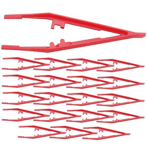 DGZZI 20PCS Red Plastic Tweezers Plastic Tweezers with Teeth Precision Pick Up Tool Cosmetic Feed Clip Disposable First Aid Pick-Up for Medical Crafts Labs School Science Classes in Saudi Arabia