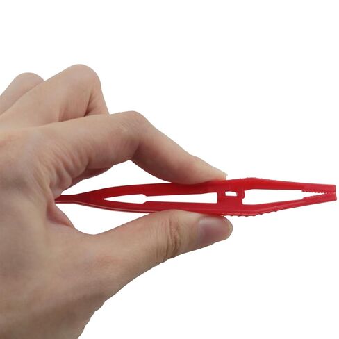 DGZZI 20PCS Red Plastic Tweezers Plastic Tweezers with Teeth Precision Pick Up Tool Cosmetic Feed Clip Disposable First Aid Pick-Up for Medical Crafts Labs School Science Classes in Saudi Arabia