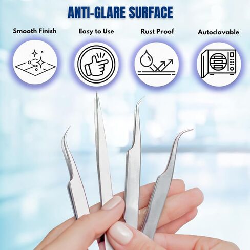 Microdissection Lab Forceps Set Includes 8 Different Fine Precision Point Tweezers Made of Stainless Steel Ideal for Working Under Microscope Delicate Laboratory Work Comes in a Zipper Carrying Case in Kuwait