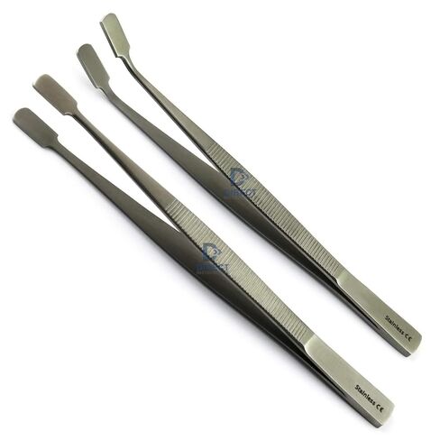 2 قطعة مجموعة غطاء ملقط زجاجي شرائح المجهر البصري التعامل مع الأغطية مختبر الملقط مستقيم أوفست عازمة in Kuwait