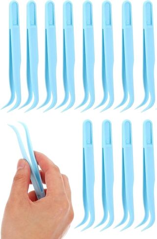 12pcs Sticker Tweezers, 4.5 Inch Long Plastic Bent Tweezers for Crafting Small Jewelry Making Tools for Bead Craft DIY, Baking Decoration, Feeding Reptiles in Saudi Arabia