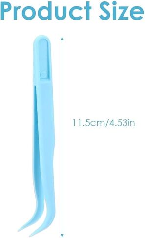 12pcs Sticker Tweezers, 4.5 Inch Long Plastic Bent Tweezers for Crafting Small Jewelry Making Tools for Bead Craft DIY, Baking Decoration, Feeding Reptiles in Saudi Arabia