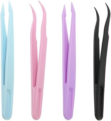 12pcs Sticker Tweezers, 4.5 Inch Long Plastic Bent Tweezers for Crafting Small Jewelry Making Tools for Bead Craft DIY, Baking Decoration, Feeding Reptiles in Saudi Arabia