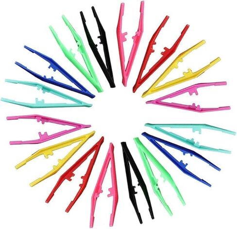 24 قطعة من الملقط البلاستيكي المضاد للانزلاق - ملقط بتصميم كوليت مسنن لمجموعة الخرز، ولصق أحجار الراين، والحرف اليدوية للأطفال in Kuwait