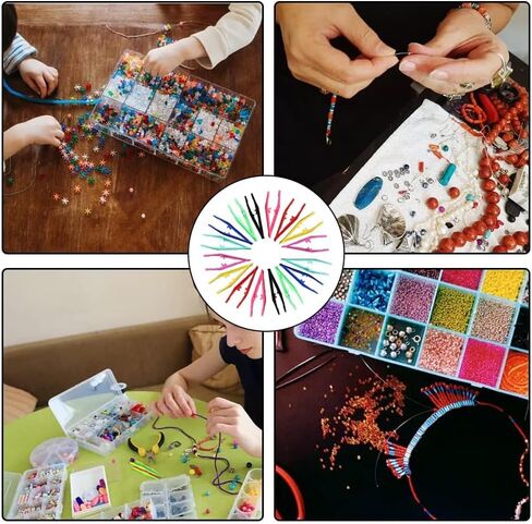 24 قطعة من الملقط البلاستيكي المضاد للانزلاق - ملقط بتصميم كوليت مسنن لمجموعة الخرز، ولصق أحجار الراين، والحرف اليدوية للأطفال in Kuwait