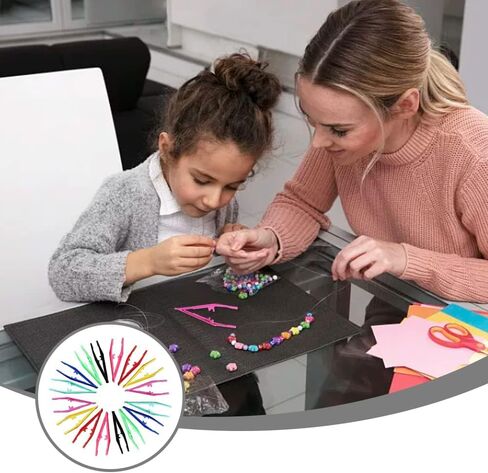 24 قطعة من الملقط البلاستيكي المضاد للانزلاق - ملقط بتصميم كوليت مسنن لمجموعة الخرز، ولصق أحجار الراين، والحرف اليدوية للأطفال in Kuwait