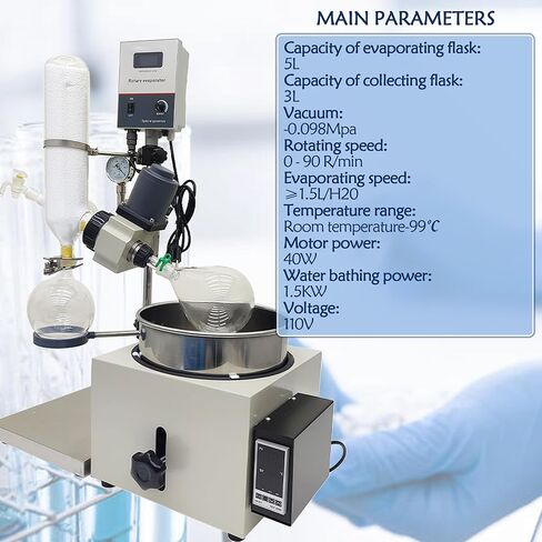 5L Rotary Evaporator for Lab Distillation 110V Electric Heating Rotary Evaporation Instrument Vacuum Distillation Equipment Lab Evaporator in Kuwait