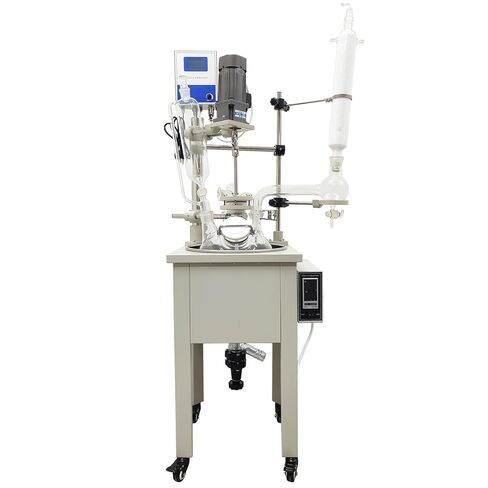 10L Jacketed Glass Reactor, 110V 2000W Single Layer Chemical Reaction Vessel with Digital Display Lab Jacketed Reactor for Reaction Distillation in Kuwait
