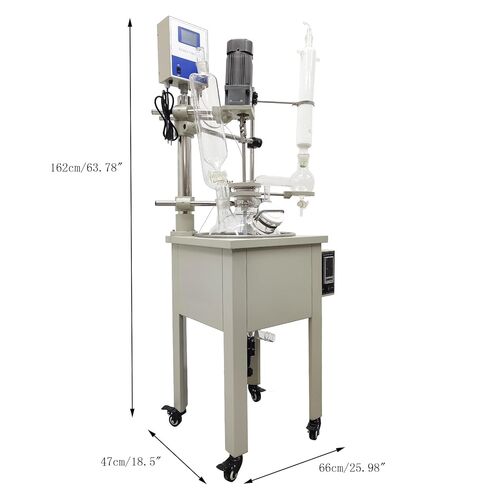 10L Jacketed Glass Reactor, 110V 2000W Single Layer Chemical Reaction Vessel with Digital Display Lab Jacketed Reactor for Reaction Distillation in Kuwait