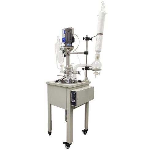 10L Jacketed Glass Reactor, 110V 2000W Single Layer Chemical Reaction Vessel with Digital Display Lab Jacketed Reactor for Reaction Distillation in Kuwait