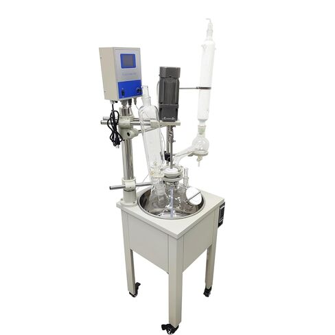 10L Jacketed Glass Reactor, 110V 2000W Single Layer Chemical Reaction Vessel with Digital Display Lab Jacketed Reactor for Reaction Distillation in Kuwait