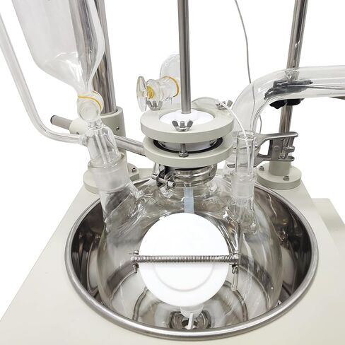 10L Jacketed Glass Reactor, 110V 2000W Single Layer Chemical Reaction Vessel with Digital Display Lab Jacketed Reactor for Reaction Distillation in Kuwait