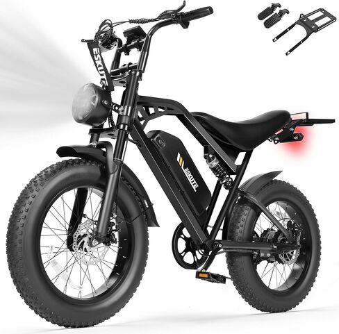 دراجة ترابية كهربائية ESKUTE V200 للبالغين، بطارية 52 فولت 20.8 أمبير، إطار سمين 20 بوصة × 4.0، 32 ميل في الساعة، شاشة ملونة لفتح NFC، تعليق مزدوج 7 سرعات، دراجة إلكترونية ترابية، 80 ميل، إطار انسيابي، دراجة إلكترونية للشباب والكبار in Kuwait