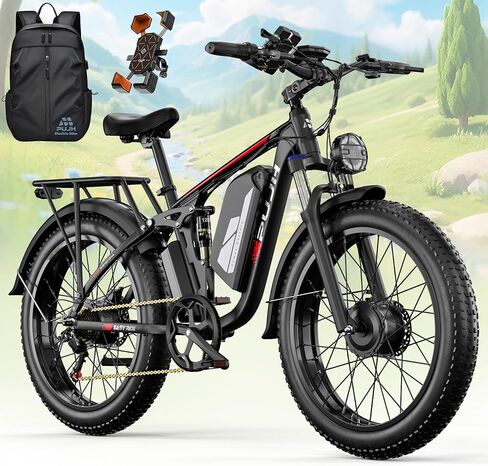 6000W Dual Motor Ebike for Adults, 60V 20Ah Fast Electric Bike 45mph,Up to 110 Miles,24" Fat Tire Full Suspension Electric Bike for Snow Off-Road Commuter Mountain E-Bike for Men Women in Saudi Arabia